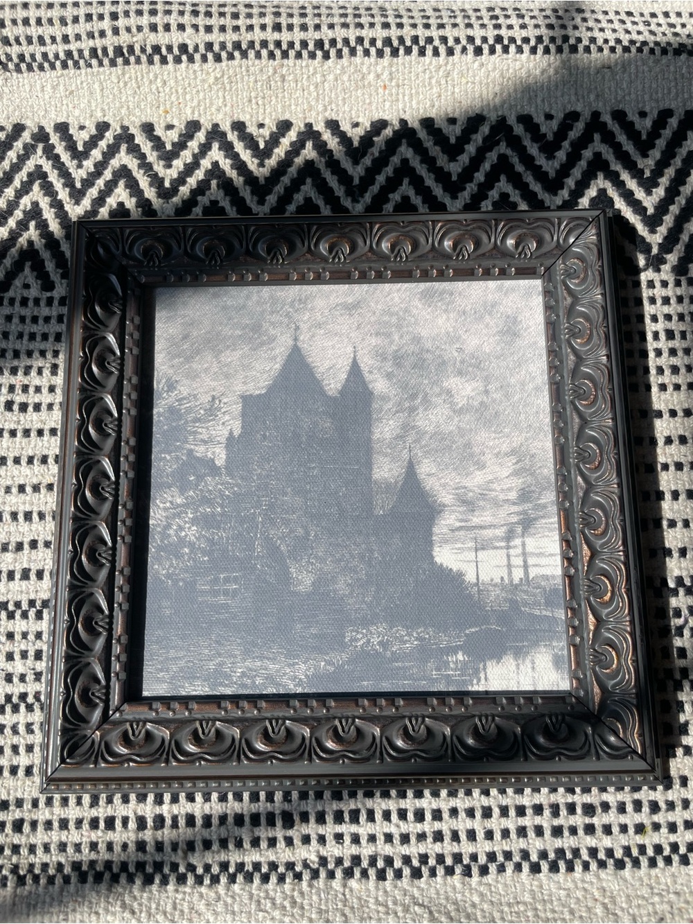 Petal Lane haunted chateau framed print